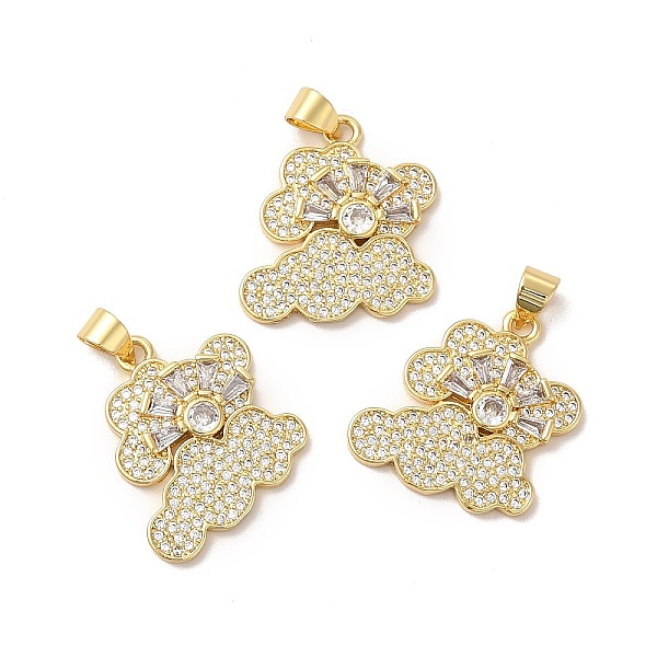 

PandaHall Rack Plating Brass Micro Pave Cubic Zirconia Pendants, Cadmium Free & Lead Free, Long-Lasting, Flat Round, Real 18K Gold Plated..., Clear