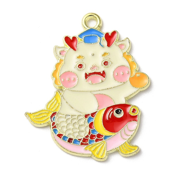 

PandaHall Alloy Enamel Pendants, Golden, Dragon Charm, Fish, 30x25x1mm, Hole: 1.8mm Alloy+Enamel Fish Pink