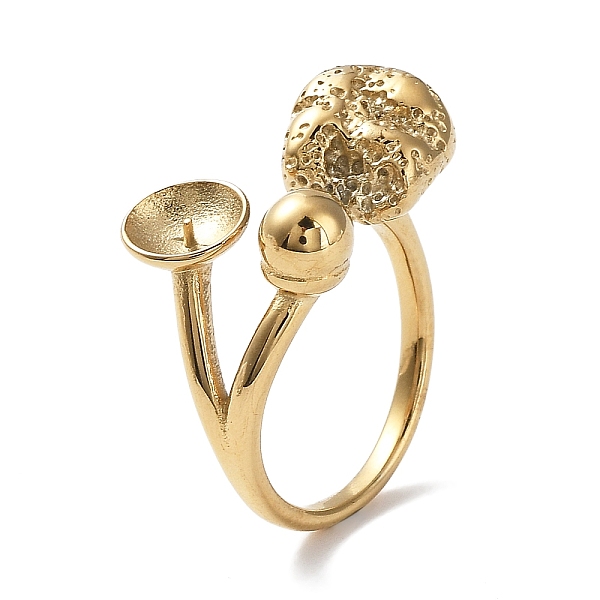 

PandaHall 304 Stainless Steel Open Cuff Ring Findings, Ring Settings for Half Drilled Beads, Real 18K Gold Plated, Inner Diameter: 16mm...