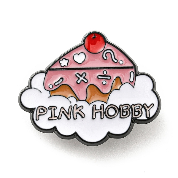 PandaHall Pink Series Food Theme Enamel Pins, Black Alloy Brooches for Women, Cherry Cake, Cloud, 24x29x1.5mm Alloy+Enamel Cloud Pink