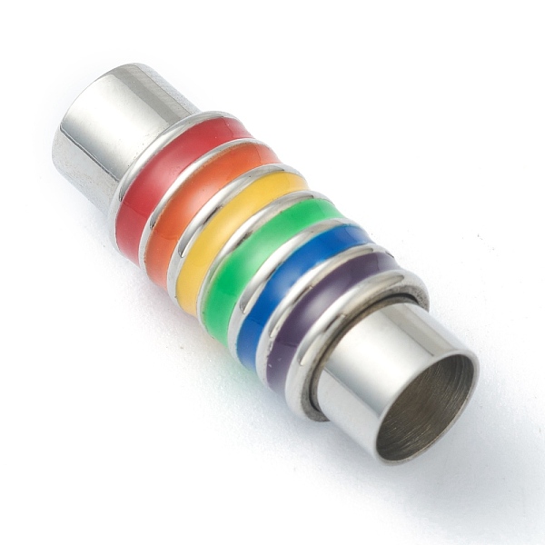 

PandaHall 304 Stainless Steel Magnetic Clasps with Glue-in Ends, Tube, Colorful, 24x7~9mm, Inner Diameter: 6mm 304 Stainless Steel Tube