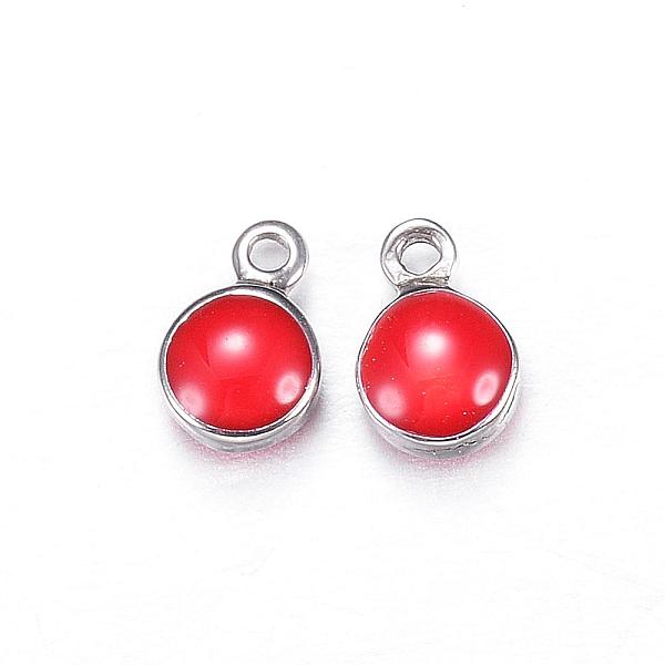 

PandaHall 304 Stainless Steel Enamel Charms, Enamelled Sequins, Flat Round, Red, 7x4.5x3mm, Hole: 1mm Stainless Steel+Enamel Flat Round Red