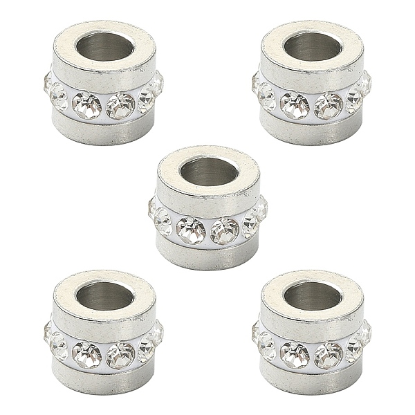 

PandaHall 201 Stainless Steel Rhinestone Beads, Column, Crystal, 7x5mm, Hole: 3mm Stainless Steel+Rhinestone Column Clear