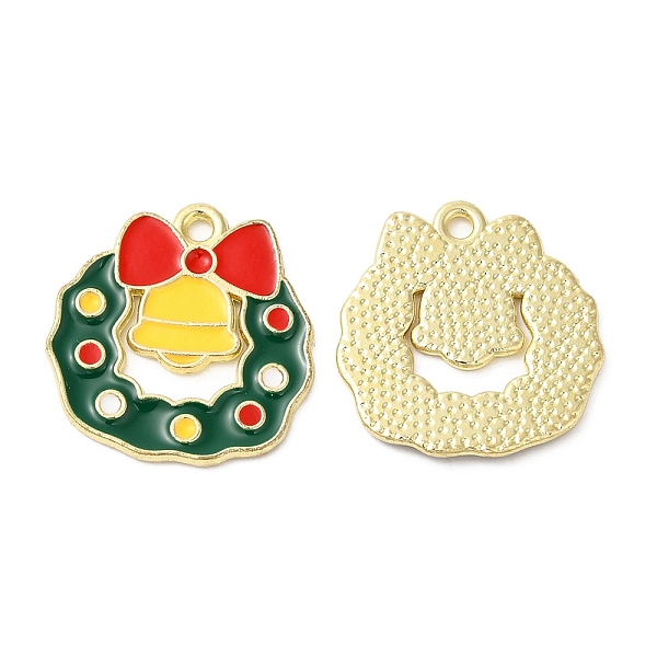 

PandaHall Christmas Alloy Enamel Pendants, Golden, Christmas Wreath, 18.5x18.5x1mm, Hole: 1.6mm Alloy+Enamel Christmas Wreath