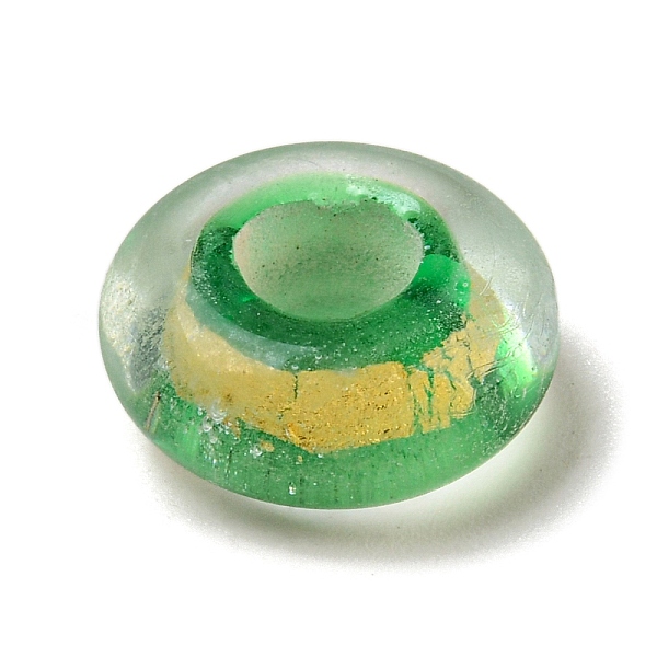 

PandaHall Glass European Beads, Large Hole Beads, Rondelle, Light Green, 15x6mm, Hole: 5.5mm Glass Rondelle