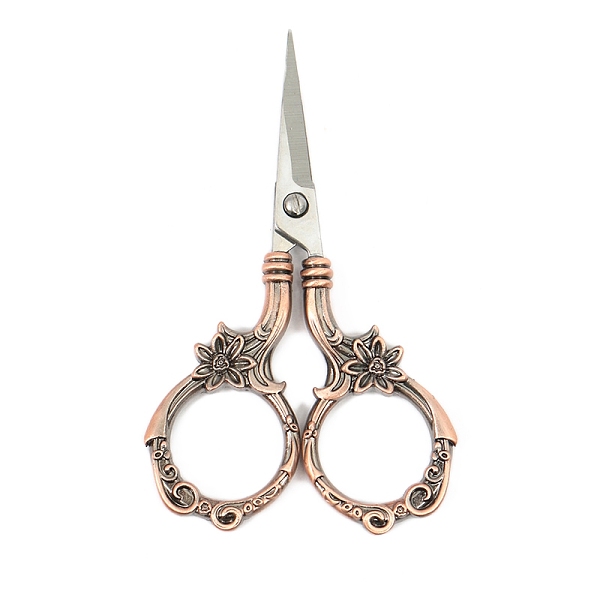 

PandaHall Stainless Steel Flower Scissors, Embroidery Scissors, Sewing Scissors, with Zinc Alloy Handle, Red Copper & Stainless steel Color...