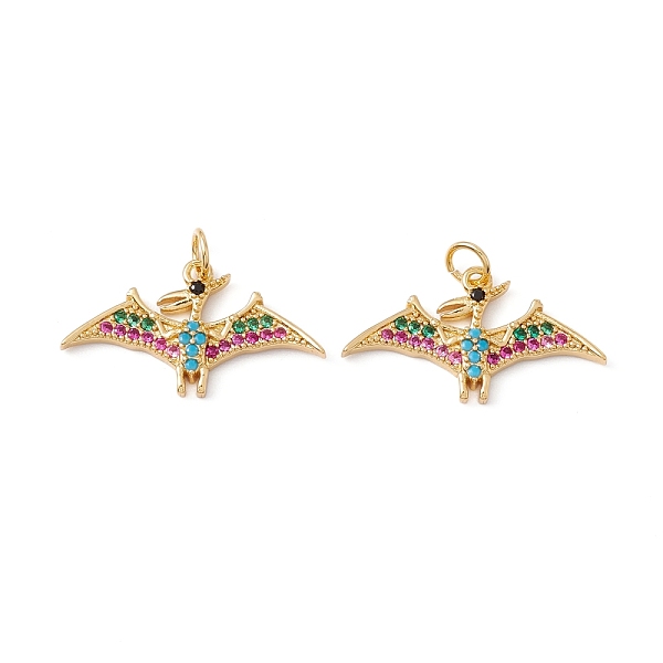 

PandaHall Rack Plating Brass Micro Pave Colorful Cubic Zirconia Pendants, with Jump Ring, Cadmium Free & Nickel Free & Lead Free, Real 18K...