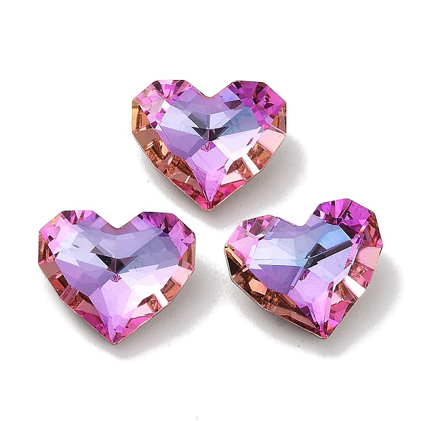 

PandaHall Glass Rhinestone Cabochons, Point Back & Back Plated, Faceted, Heart, Fuchsia, 8.5x10x4mm Glass Rhinestone Heart Purple