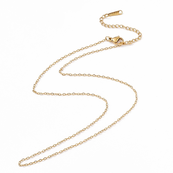 

PandaHall Ion Plating(IP) 304 Stainless Steel Cable Chain Necklace for Men Women, Real 18K Gold Plated, 15.75 inch(40cm) 304 Stainless Steel