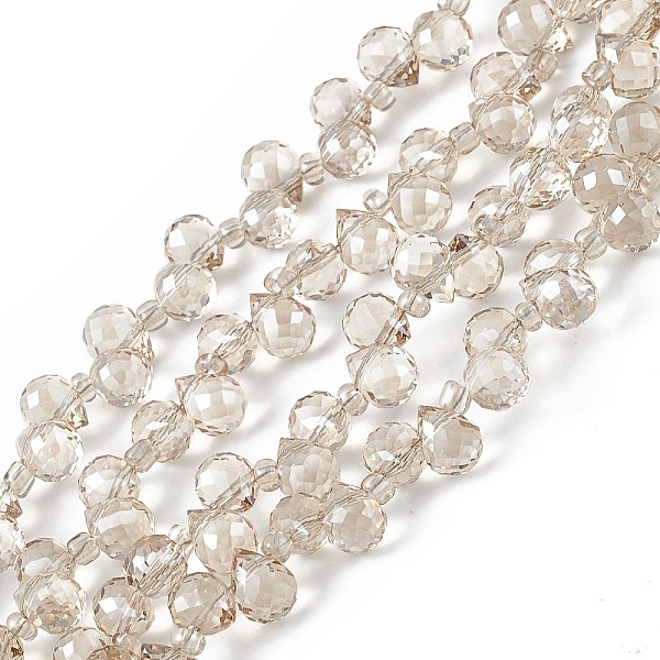 

PandaHall Transparent Electroplate Glass Beads Strands, Faceted, Top Drilled Teardrop, Pearl Luster Plated, Tan, 8x6~6.5mm, Hole: 0.8mm..., Orange
