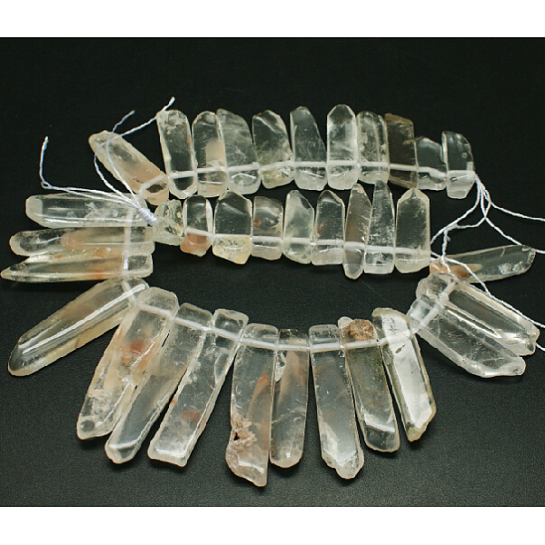 

PandaHall Chip Natural Quartz Crystal Graduated Beads Strands, Rock Crystal Beads, 23~62x10~12x4~6mm, Hole: 2mm, about 35pcs/strand, 15.3...