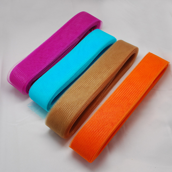 

PandaHall Mesh Ribbon, Plastic Net Thread Cord, Mixed Color, 15mm, 25yards/bundle Plastic Multicolor