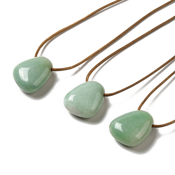 

PandaHall Natural Green Aventurine Triangle Pendant Necklace with Waxed Cord for Women, 15.75~29.92 inch(40~76cm) Green Aventurine