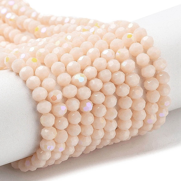 

PandaHall Opaque Glass Beads Strands, Faceted, Round, Bisque, 3mm, Hole: 0.8mm, about 163~166pcs/strand, 50~51cm Glass Round Orange