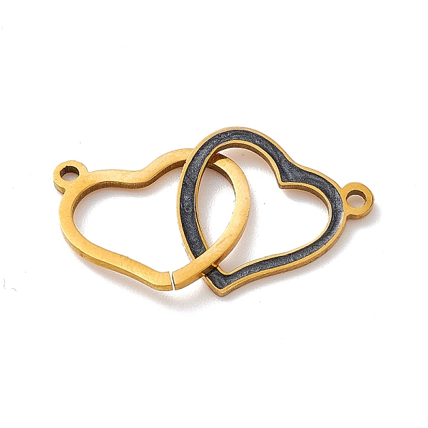 

PandaHall 304 Stainless Steel Enamel Connector Charms, Double Heart Links, Golden, Black, 14x27x1mm, Hole: 1.5mm 304 Stainless Steel Heart...
