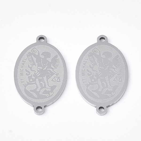 

PandaHall 201 Stainless Steel Links connectors, Laser Cut Links, Oval with St Michael, Stainless Steel Color, 21.5x12.5x1mm, Hole: 1.2mm 201...