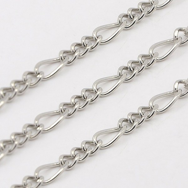 

PandaHall 304 Stainless Steel Figaro Chains, Decorative Chains, Unwelded, Stainless Steel Color, 5~7x3.5x2mm 304 Stainless Steel