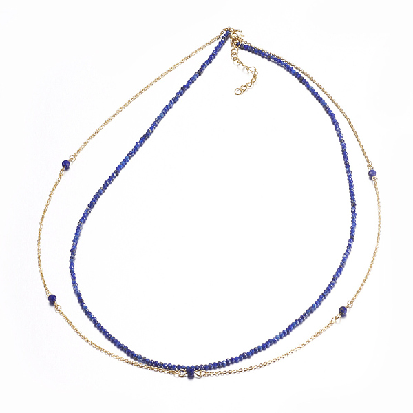 Faceted Natural Lapis Lazuli Tiered Necklaces