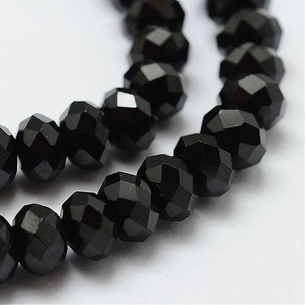 

PandaHall Natural Black Spinel Beads Strands, Faceted, Rondelle, 3x5mm, Hole: 1mm, about 96pcs/strand, 16.35 inch(39cm) Spinel Rondelle