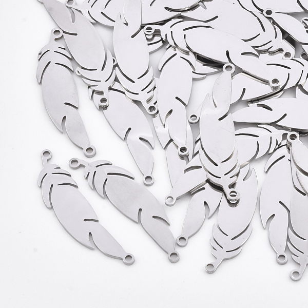 

PandaHall 201 Stainless Steel Links connectors, Laser Cut Links, Leaf, Stainless Steel Color, 33x8x1mm, Hole: 1.4mm 201 Stainless Steel Leaf