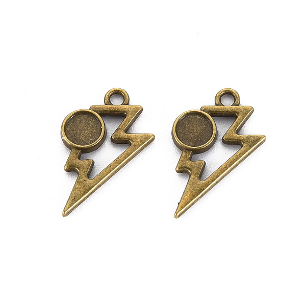 

PandaHall Tibetan Style Alloy Pendant Cabochon Settings, Cadmium Free & Lead Free, Hollow Lightning Bolt, Antique Bronze, Tray: 5mm...