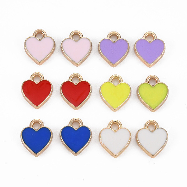 

PandaHall Alloy Enamel Charms, Light Gold, Heart, Mixed Color, 10x8.5x2mm, Hole: 1.6mm Alloy+Enamel Heart Multicolor