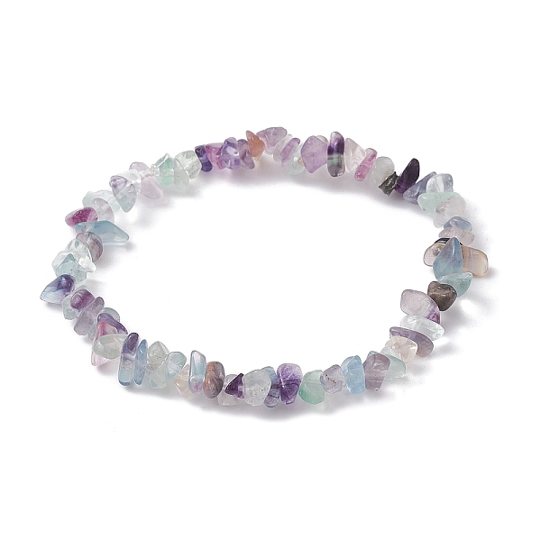 

PandaHall Natural Fluorite Chips Beaded Stretch Bracelets for Women, Inner Diameter: 2-1/4~2-1/2 inch(50~52mm) Fluorite Chip