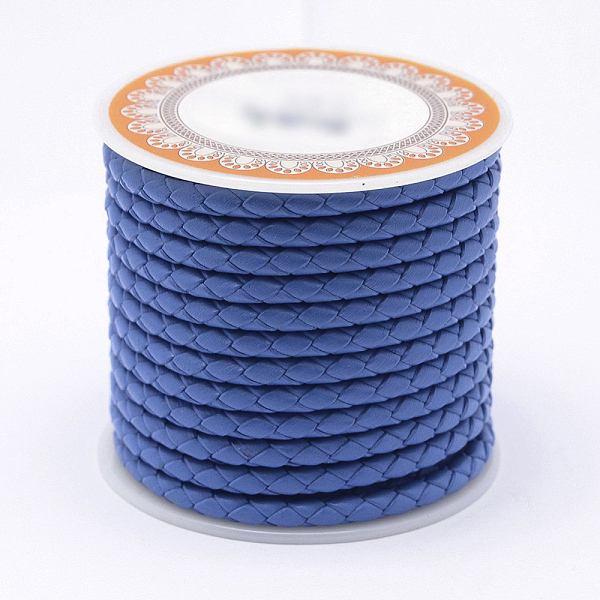 

PandaHall Braided Cowhide Leather Cord, Leather Rope String for Bracelets, Marine Blue, 3mm, about 8.74 yards(8m)/roll Leather Round Blue