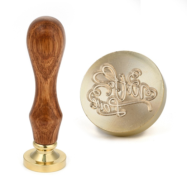 

PandaHall Brass Retro Wax Sealing Stamp, with Wooden Handle for Post Decoration DIY Card Making, With love, Word, 90x25.5mm Brass Word
