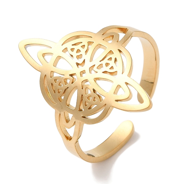 

PandaHall 304 Stainless Steel Witch Knot Open Cuff Rings for Women, Real 18K Gold Plated, 23mm, Adjustable 304 Stainless Steel Others