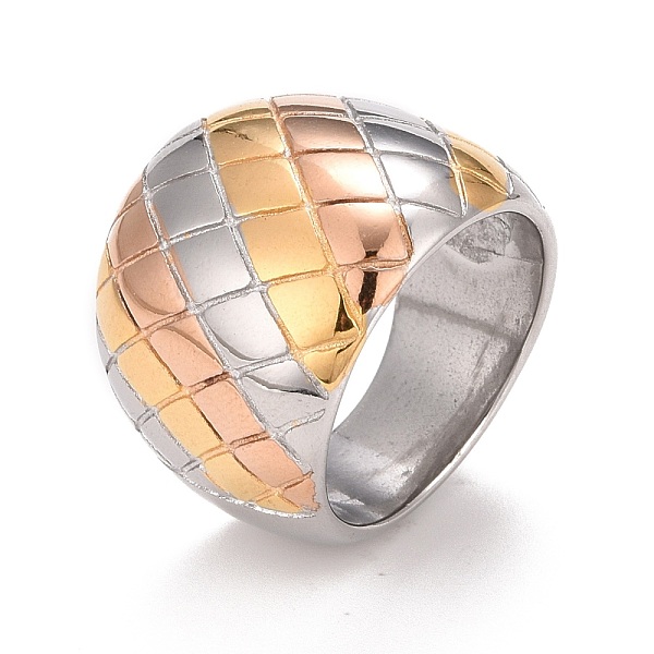 

PandaHall Ion Plating(IP) 304 Stainless Steel Rhombus Pattern Chunky Ring for Men Women, Mixed Color, US Size 6 1/4(16.7mm)~US Size 10...