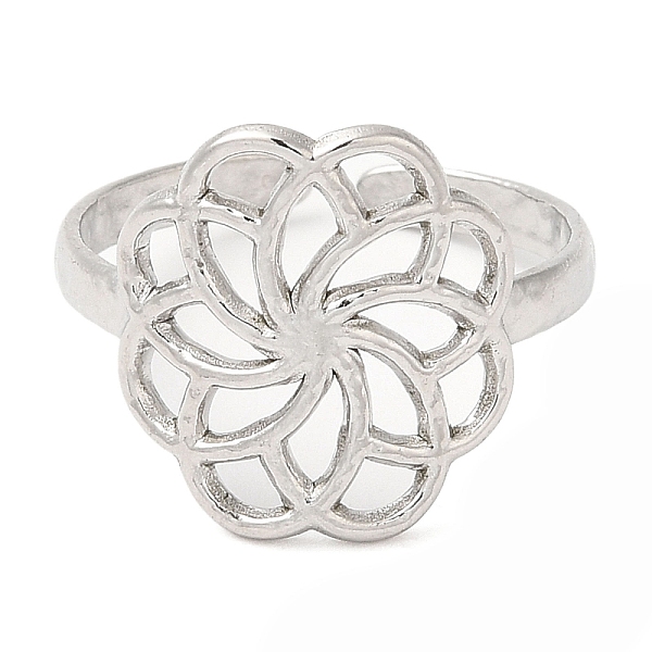 

PandaHall 304 Stainless Steel Open Cuff Rings, Flower, Stainless Steel Color, US Size 7 3/4(17.9mm) 304 Stainless Steel