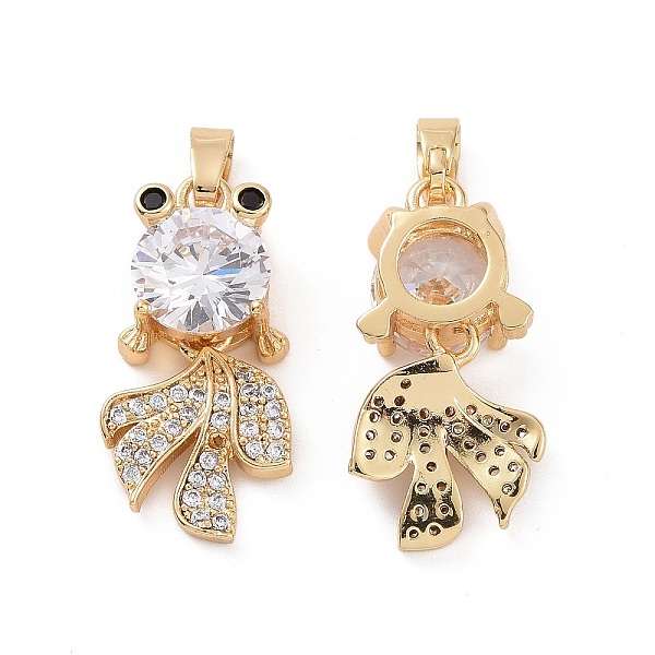

PandaHall Brass Micro Pave Cubic Zirconia Pendants, Gold Fish Dangle Charms, Real 18K Gold Plated, 21.5x10x6mm, Hole: 2.5x5mm Brass+Cubic..., Clear