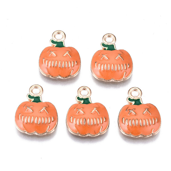 

PandaHall Alloy Enamel Pendants, Halloween, Cadmium Free & Lead Free, Pumpkin, Light Gold, Coral, 15.5x12x3mm, Hole: 1.6mm Alloy+Enamel..., Red