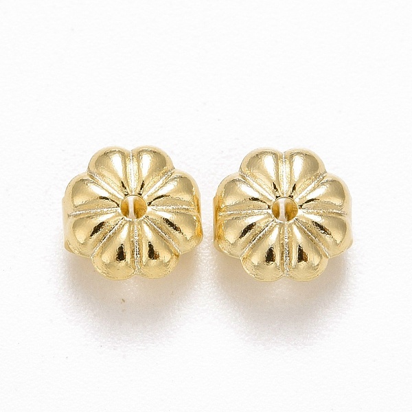 

PandaHall Rack Plating Brass Friction Ear Nut, Cadmium Free & Lead Free, Flower, Real 14K Gold Plated, 6x6x3.5mm, Hole: 1mm Brass