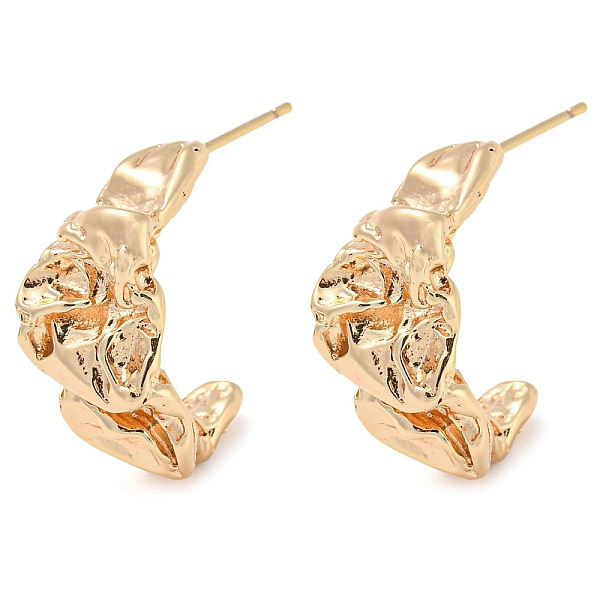 

PandaHall Brass Stud Earrings, Real 18K Gold Plated, 22x12mm Brass