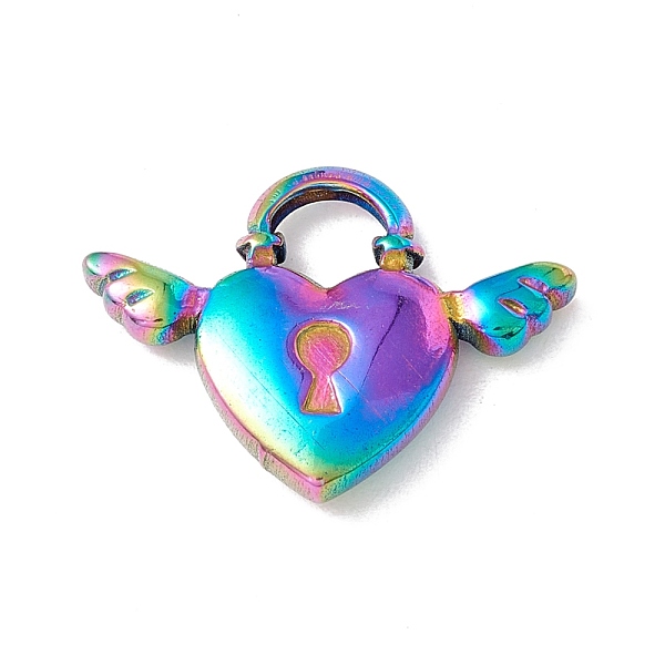 

PandaHall Ion Plating(IP) 304 Stainless Steel Pendants, Heart Padlock, Rainbow Color, 15x19.5x3mm, Hole: 4.5mm 304 Stainless Steel Lock