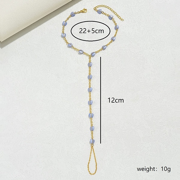 

PandaHall Bohemian Beach Wedding Brass Heart Charm Anklets Toe Ring for Women Brass Purple