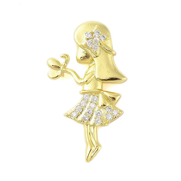 

PandaHall Rack Plating Brass Micro Pave Clear Cubic Zirconia Pendants, Cadmium Free & Lead Free, Long-Lasting Plated, Girl, Real 18K Gold...