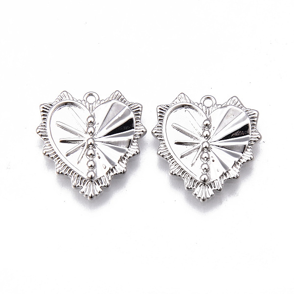 

PandaHall Brass Pendants, Nickel Free, Heart, Platinum, 19x18.5x2mm, Hole: 1.2mm Brass Heart