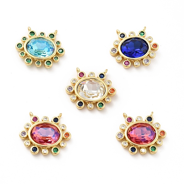 

PandaHall Brass Cubic Zirconia Pendants, Oval Charm, Faceted, Cadmium Free & Nickel Free & Lead Free, Real 18K Gold Plated, Mixed Color..., Multicolor