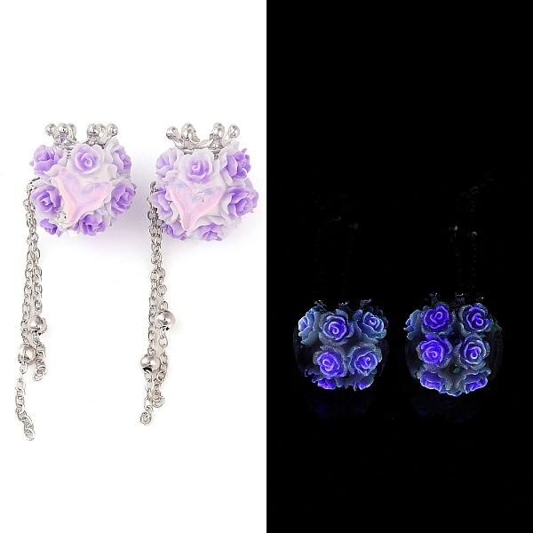 

PandaHall Handmade Luminous Polymer Clay Rhinestone Beads, Resin Fishtail & Acrylic Rose & Alloy Chain, Glow in the Dark, Crown, Medium...