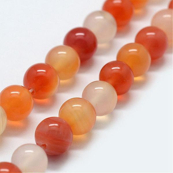 

PandaHall Natural Agate Beads Strands, Dyed & Heated, Round, 8~8.5mm, Hole: 1mm, about 48pcs/strand, 15.1 inch Natural Agate Round Orange