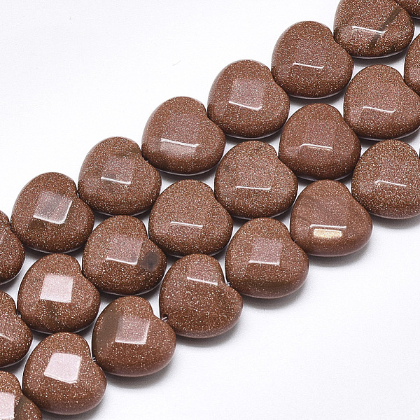 

PandaHall Synthetic Goldstone Beads Strands, Faceted, Heart, 10x10x5mm, Hole: 1.2mm, about 20pcs/strand, 7.4 inch Goldstone Heart