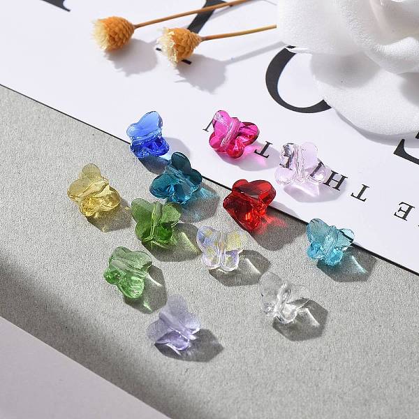 

PandaHall 72Pcs 12 Colors Transparent Birthstone Glass Beads, Faceted, Butterfly, Mixed Color, 6.5x8x5.5mm, Hole: 1mm, 12 colors, 6pcs/color..., Multicolor