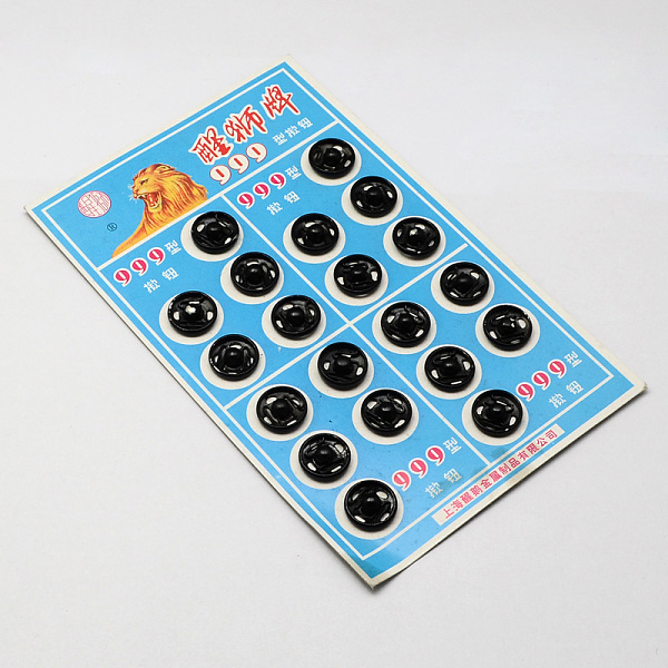 

PandaHall Flat Round Iron Sewing Snap Button, Press Studs, Gunmetal, 16x5mm, Hole: 2x1mm, 20sets/card Iron Flat Round