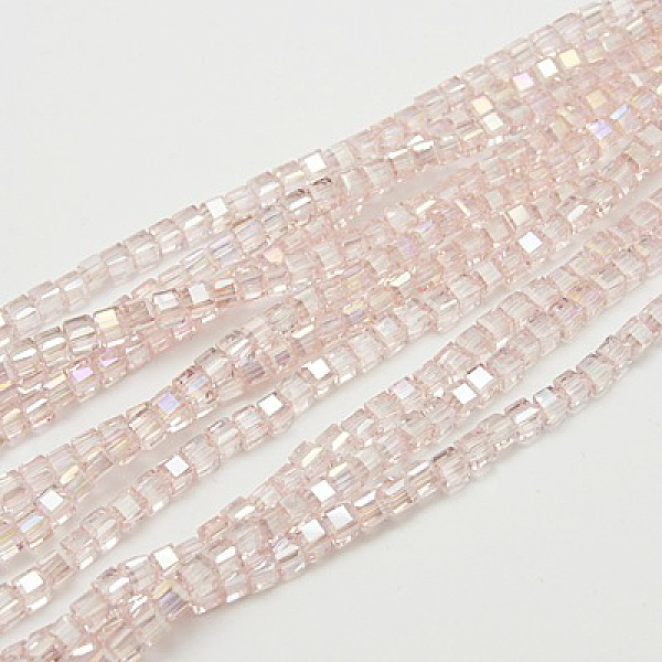 

PandaHall Electroplate Glass Beads Strands, AB Color Plated, Faceted, Cube, Pink, 3~3.5x3~3.5x3~3.5mm, Hole: 1mm, 98~100pcs/strand, 28~30cm...