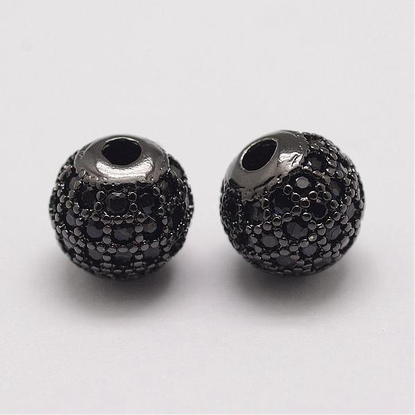 

PandaHall Brass Micro Pave Cubic Zirconia Beads, Round, Gunmetal, 8.5x8mm, Hole: 2mm Brass+Cubic Zirconia Round