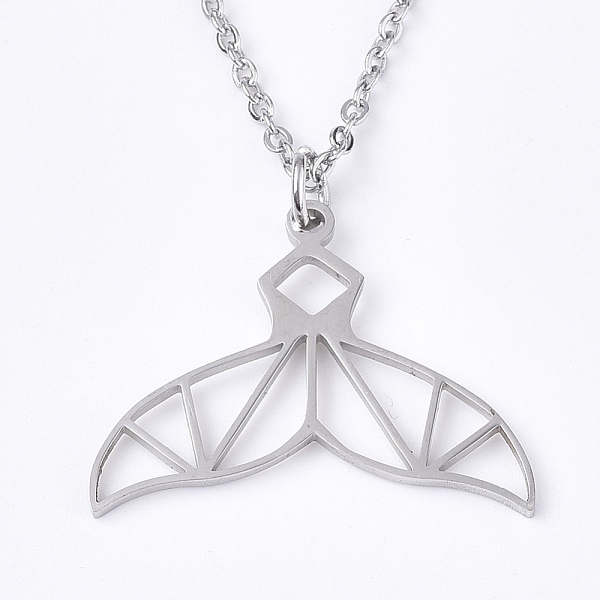 

PandaHall 201 Stainless Steel Pendant Necklaces, with Cable Chains, Whale Fishtail, Stainless Steel Color, 17.5 inch~17.9 inch(44.5~45.5cm)...