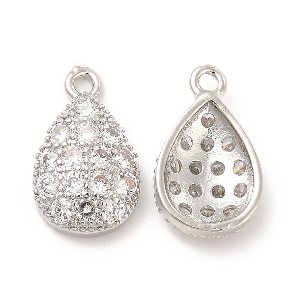 

PandaHall Brass Micro Pave Clear Cubic Zirconia Charms, Teardrop, Platinum, 15x9x3.5mm, Hole: 1.4mm Brass+Cubic Zirconia Teardrop Clear